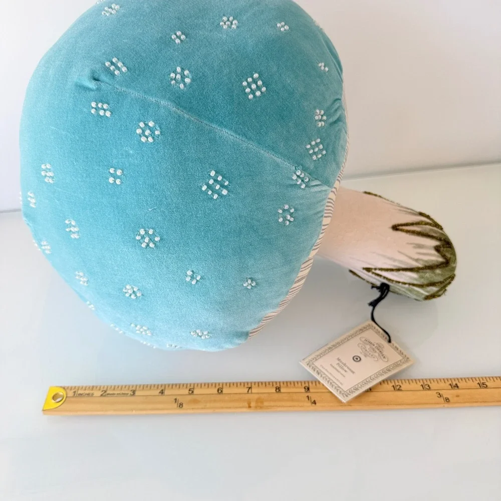 John Derian Mushroom Pillow Target Teal Velvet Beaded‎ Embellished Whimsical